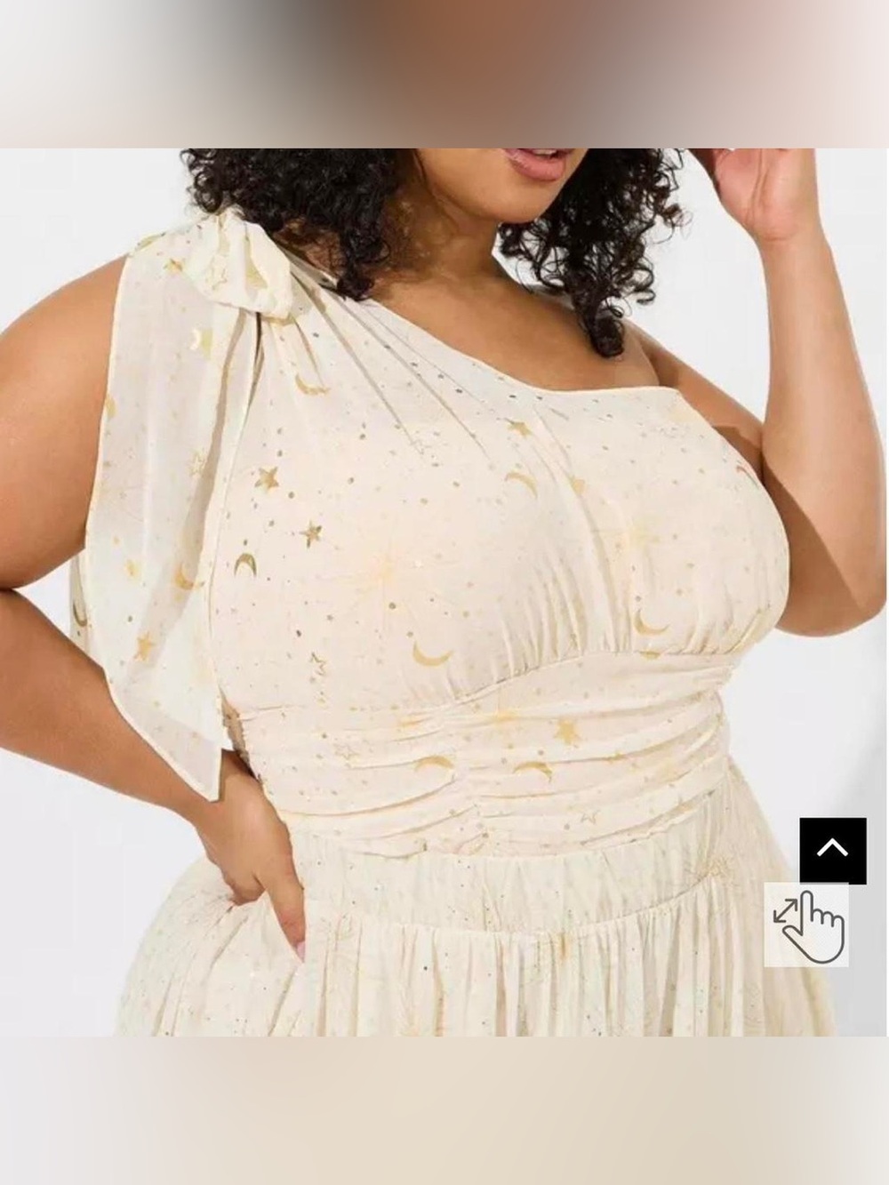 torrid One-Shoulder Cream top with Gold Star & Moon Accents